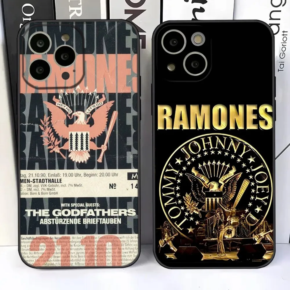 R-Ramones Retro Punk Rock Band Custodia Per Telefono Per Iphone 15,14,13,12,11 Plus,Pro,Max,Xr,Xs,X,7,8 Plus,Se,Mini Silicone Soft