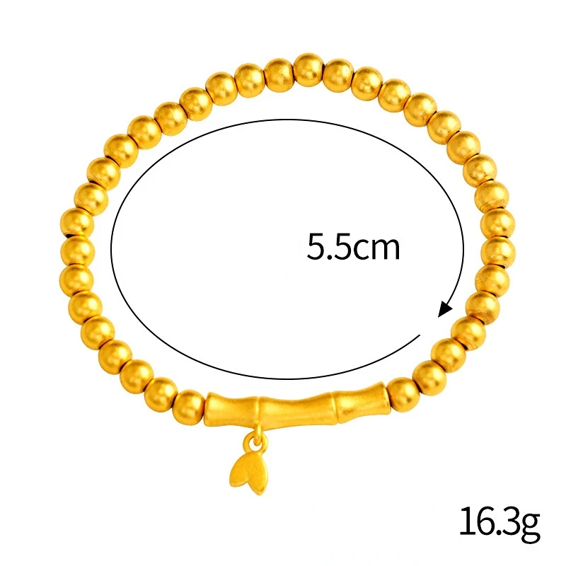 Real 18K Gold Color Frosted Slub Necklace for Women Solid 999 Chain Necklaces Jewelry Set Engagement Birthday Wedding Gifts