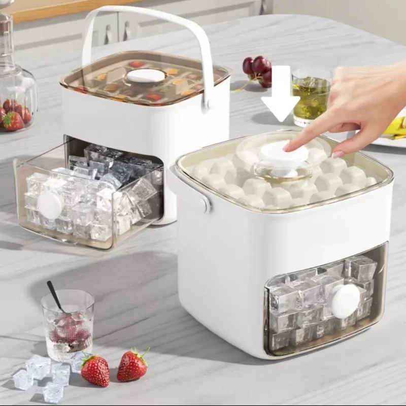 Ice Cube Mold Ice Making Box Hockey Artifact Grinding Tool Large Capacity Storage Household Food Grade Refrigerator