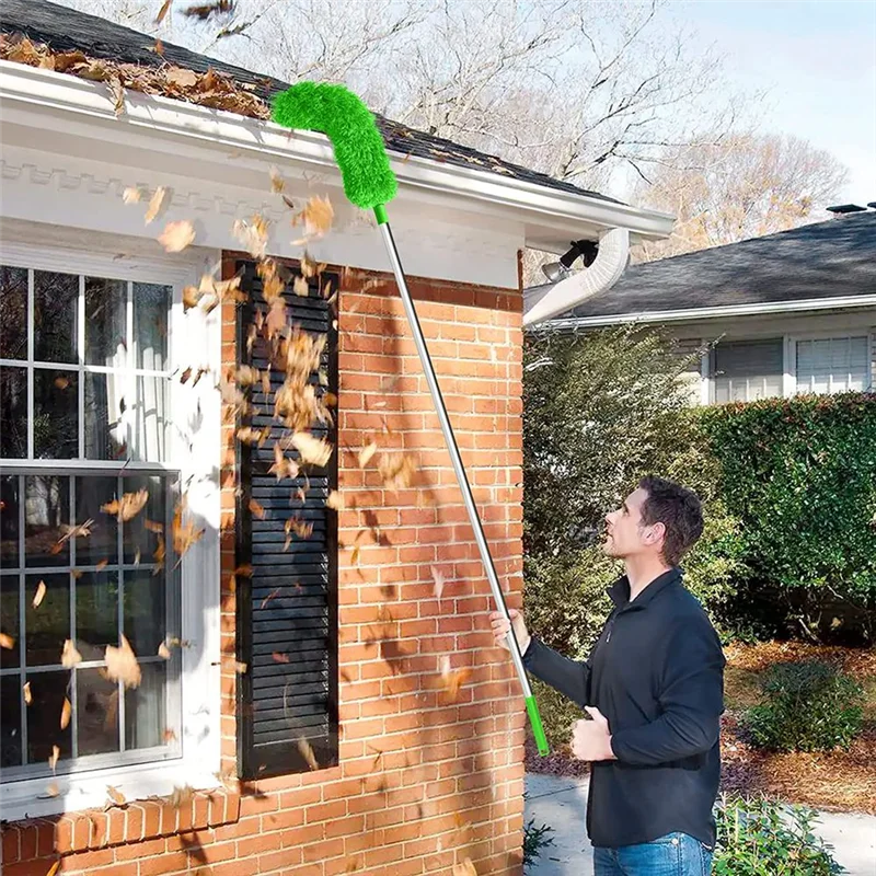 Gutter Cleaning Brush Roofing Tool Telescopic Extendable Pole 8.2Ft Guard Cleaner Tool Remove Leave