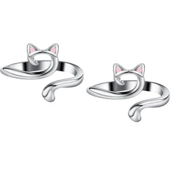 Adjustable Knitting and Crochet Loop Ring Yarn Guides - Set of 2 (2Pcs Pink Cat)