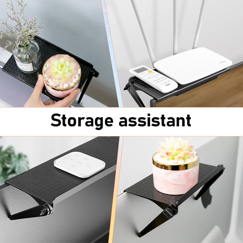 Adjustable TV Screen Top Shelf Computer Monitor Desktop Screen Top Storage Rack TV Media Box, Router Shelf with 2 Storage Boxes