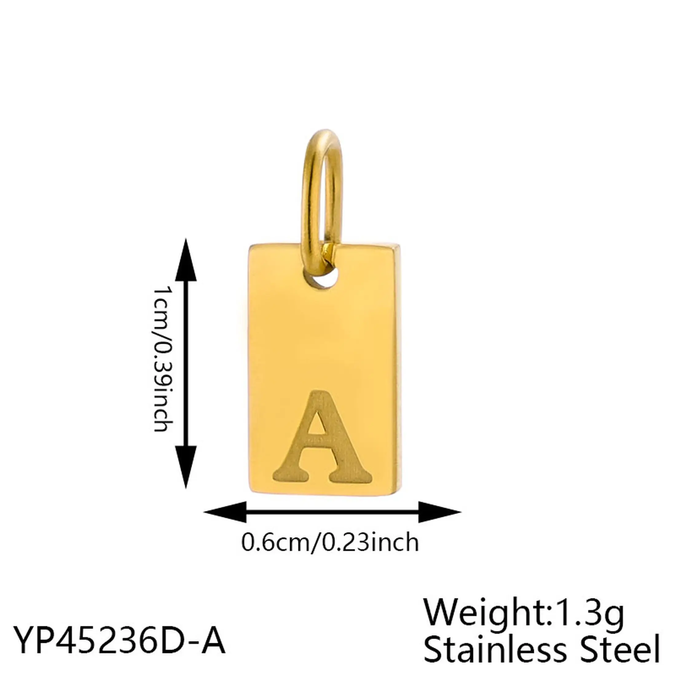 Polished Square Alphabet Pendant 6