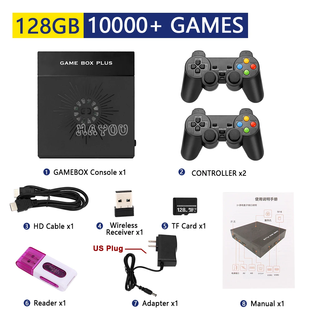 Super Console X6 Game Box Retro Video Game Console with 10000+ Games for PS1/PSP/N64 3D HD WiFi TV Box with 2 Wireless Gamepads 
