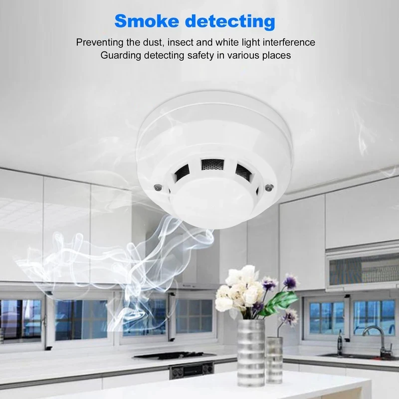 TOP New Alarms Smoke Detectors Smoke Alarm High Sensitivity Security Detector Sound Light Warning Device with Red LED Indicator - 2