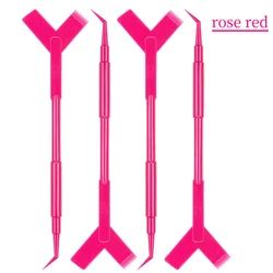 Reusable Eyelash Perming and Lifting Tool Set - Y Shape Comb Applicator Brushes (10-Pack) (Rose red)