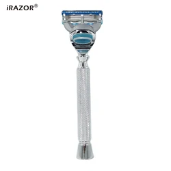 iRAZOR New Diamond Grip Men's Manual 5-Layer Fusion Razor Daily Grooming Comfortable Shaver Gift for Busband Father Boyfriend