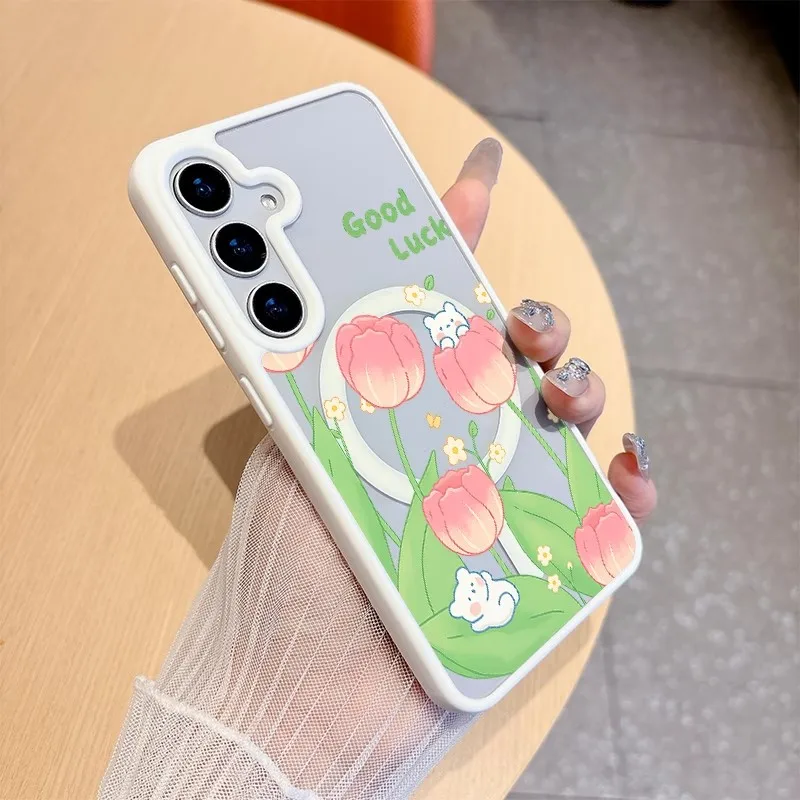 Shockproof Transparent MagSafe Magnetic Phone Case with TPU Border and PC Back Cover