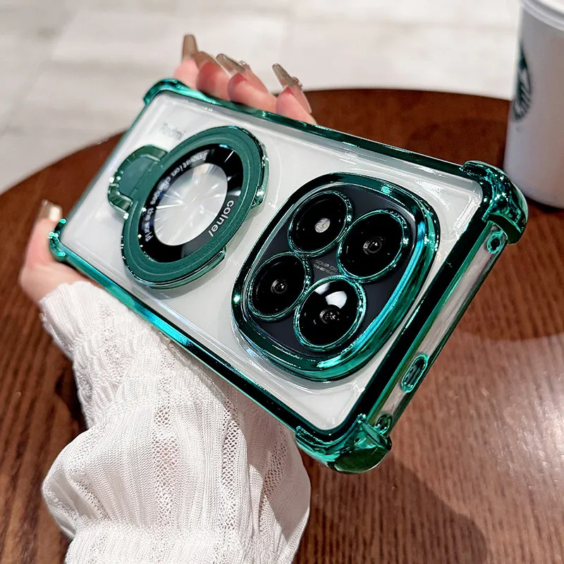 Magnetic Holder Airbag Transparent Shockproof Cover with Camera Protection