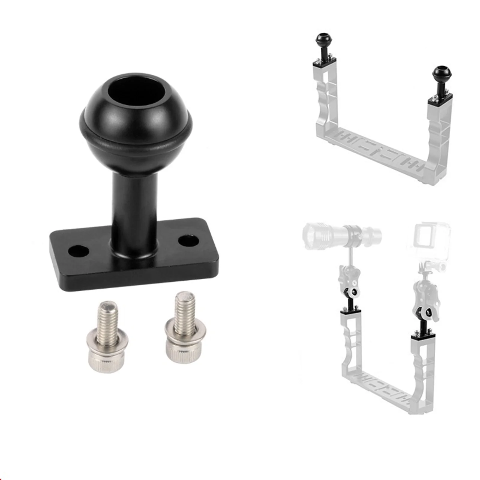 

Metal 1 inch Ball Head Mount Adapter With M5 Screw For Action Camera Underwater Video Fill Light Arm Tray Diving Flashlight