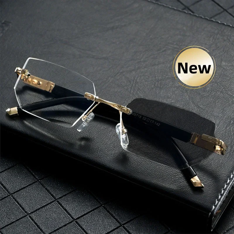 Rimless Cutting Edge Multifocal Photochromic Reading Glasses Color-changing Presbyopia Glasses Blocking Eye Protection Eyewear 4