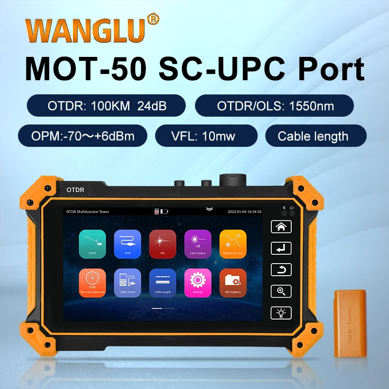 WANGLU 손목 터치 스크린 네트워크 케이블 테스터, 5.55 인치, 1310, 1550nm, 26, 24dB, OTDR, OPM, VFL, LS, 이벤트 맵, 케이블 길이 테스터