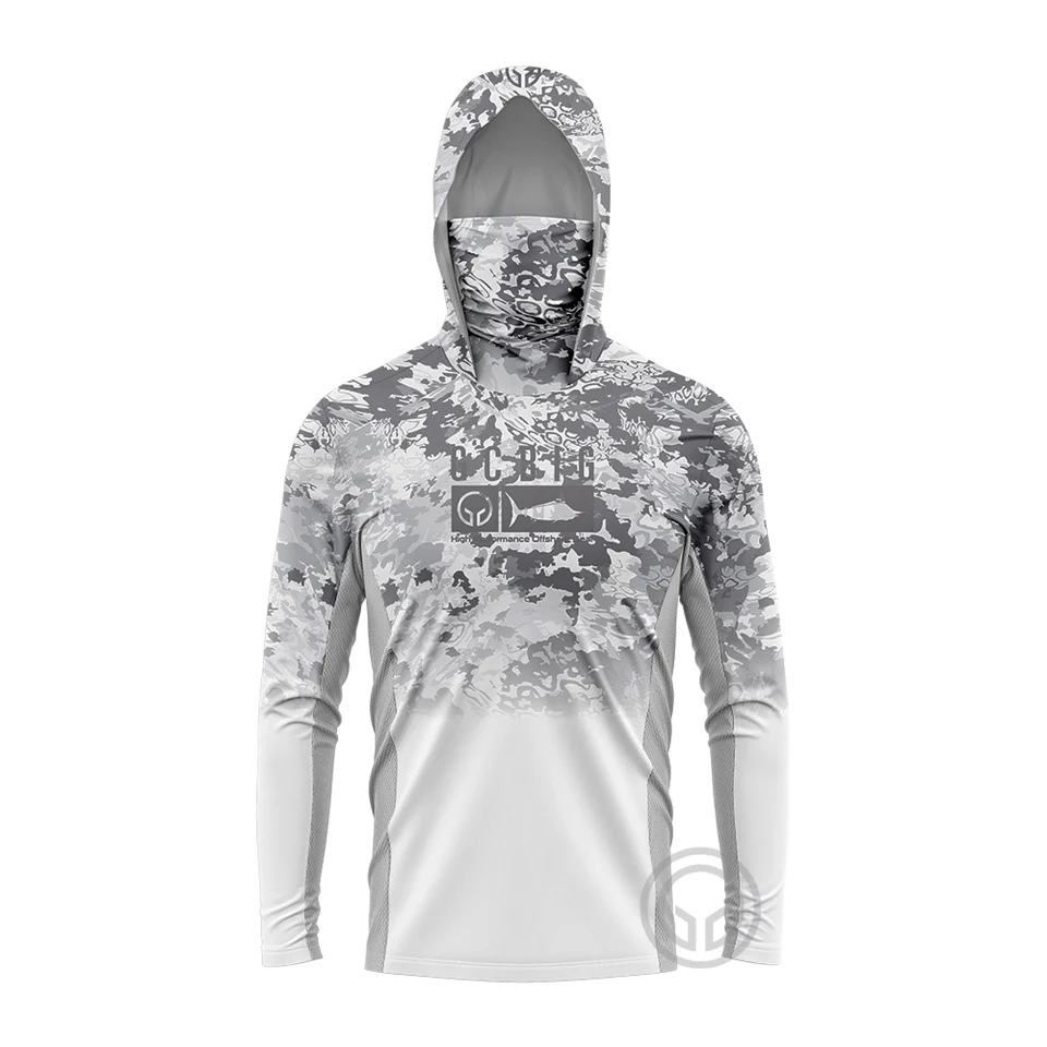 Chemise de pêche pour hommes, nches longues, capuche