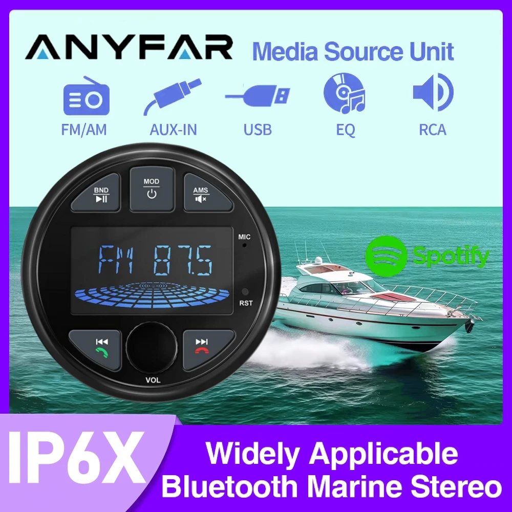 Boat radio player Marine Stereo MP3 Waterproof Bluetooth Audio Radio FM AM Receiver Fit Harvesters ATV UTV SPA RZR