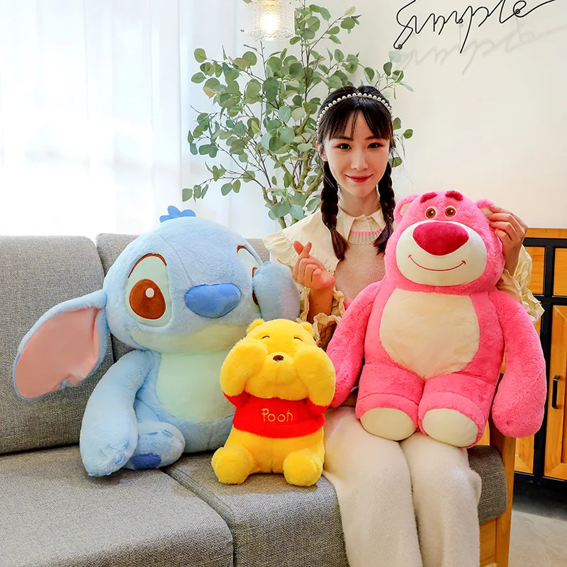 Strawberry Bear Stitch Peekaboo Series Ragdoll Winnie The Pooh Rag Doll Large Plush Doll Kawaii Room Decor Cute Figure Children