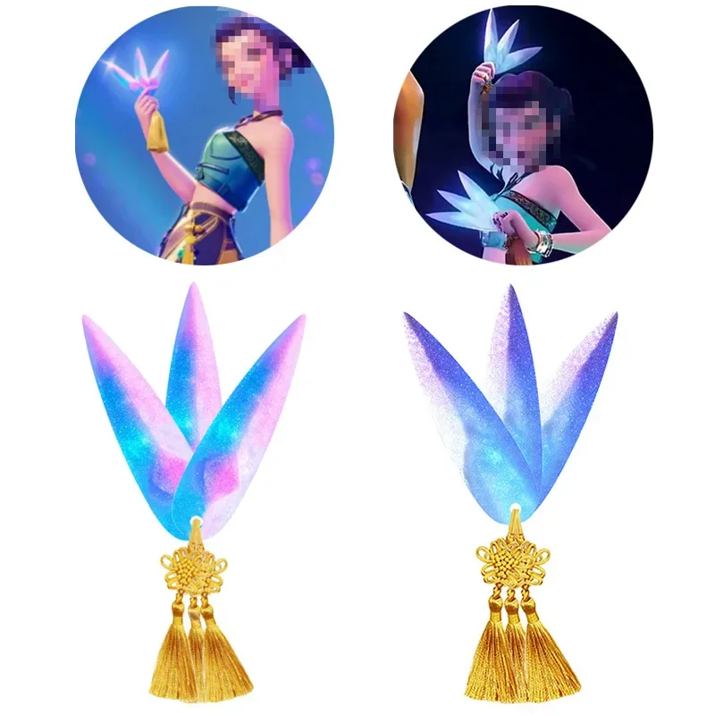 Cosplay model holding colorful dart props