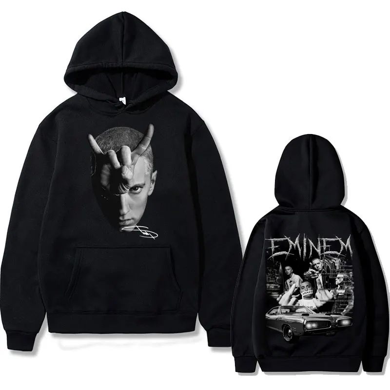 

Двусторонняя Толстовка Rapper Eminem с принтом для мужчин и женщин, свитшоты большого размера в стиле хип-хоп, Мужская искусственная Мужская Уличная одежда