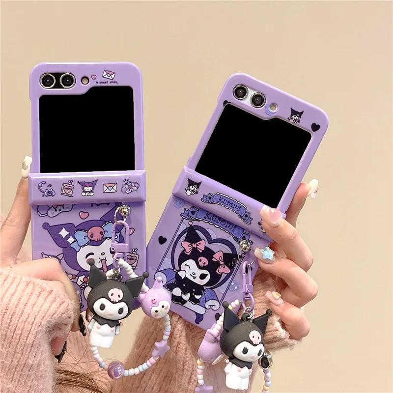 

Sanrio Kuromi Cinnamoroll чехол для телефона с подвеской для Samsung Galaxy Z Flip 3 4 5 Zflip5 Flip3 Flip4 Flip5 мягкий чехол My Melody
