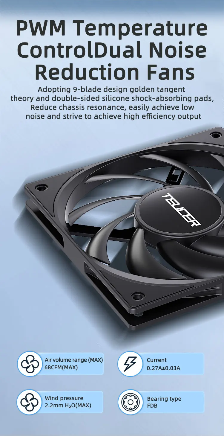 UT-12015 Slim PC Fan 120mm FDB Bearing Case Fan with PWM Sharing Technology (PST