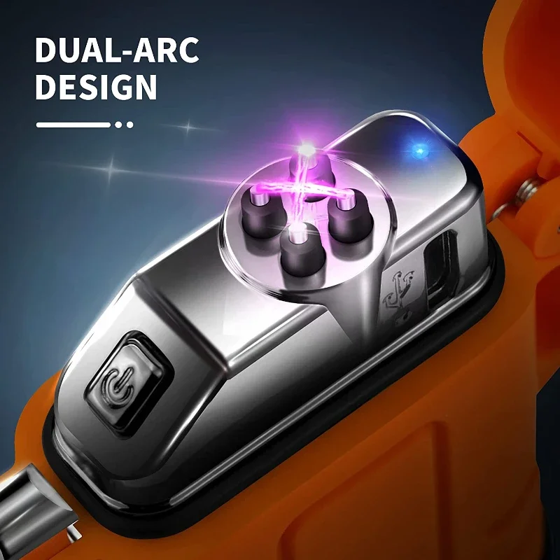 2024 Waterproof Double Arc Lighter USB Rechargeable Windproof Plasma Lighter Outdoor Camping Flameless Smoking Accessories 2