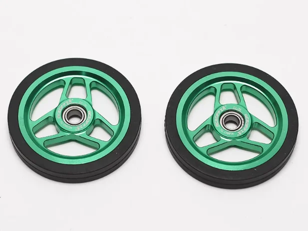 F Folding Bike Easy Wheels for Brompton Aluminum Alloy Easy Wheel with Extension Rod for Folding Bike Luggage Carrier Mount with Screw Bolt (Color : czarny