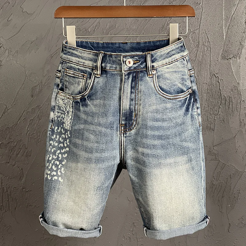 2022 Summer New Men's Retro Print Denim 