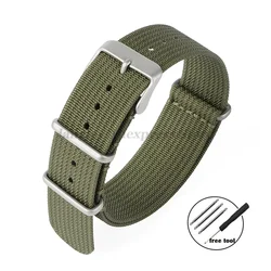 Enhanced Nylon Braid Ribbed Sport Strap with Matte Buckles - 22mm (Green)