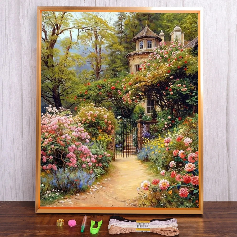 Cross Stitch Kit Peony Embroidery Kit