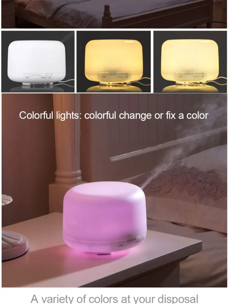 300ml Aromatherapy Oil Diffuser with 7-Color Light, Timer-Adjustable Fog Mode Setting，300ML humidifier 6