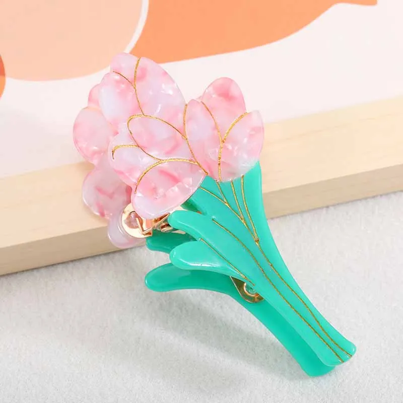 2021 New Design Colorful Acetic Tulip Daisy Hair Clip Claws Flower Hairpin for Women Makeup Bath Hair Accessories black head scarf Hair Accessories