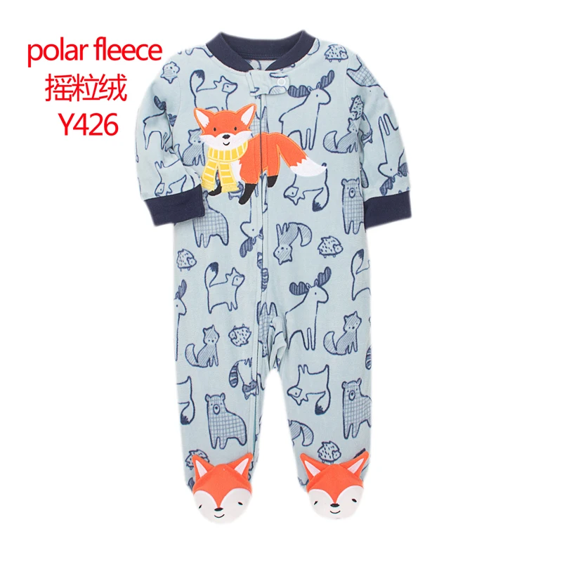Baby Rompers Baby Pajamas Zipper Fleece Newborn Girls Romper Warm Winter Underwear One Piece Overalls Boys Outfits Truck Infants Clothes