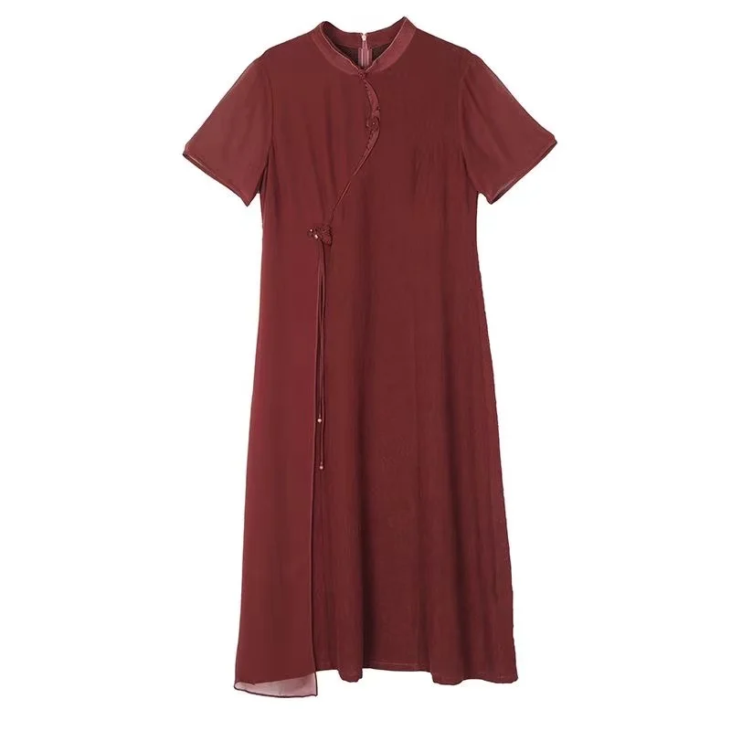 Xiangyunsha's mother's wedding dress silk mulberry silk qipao dress