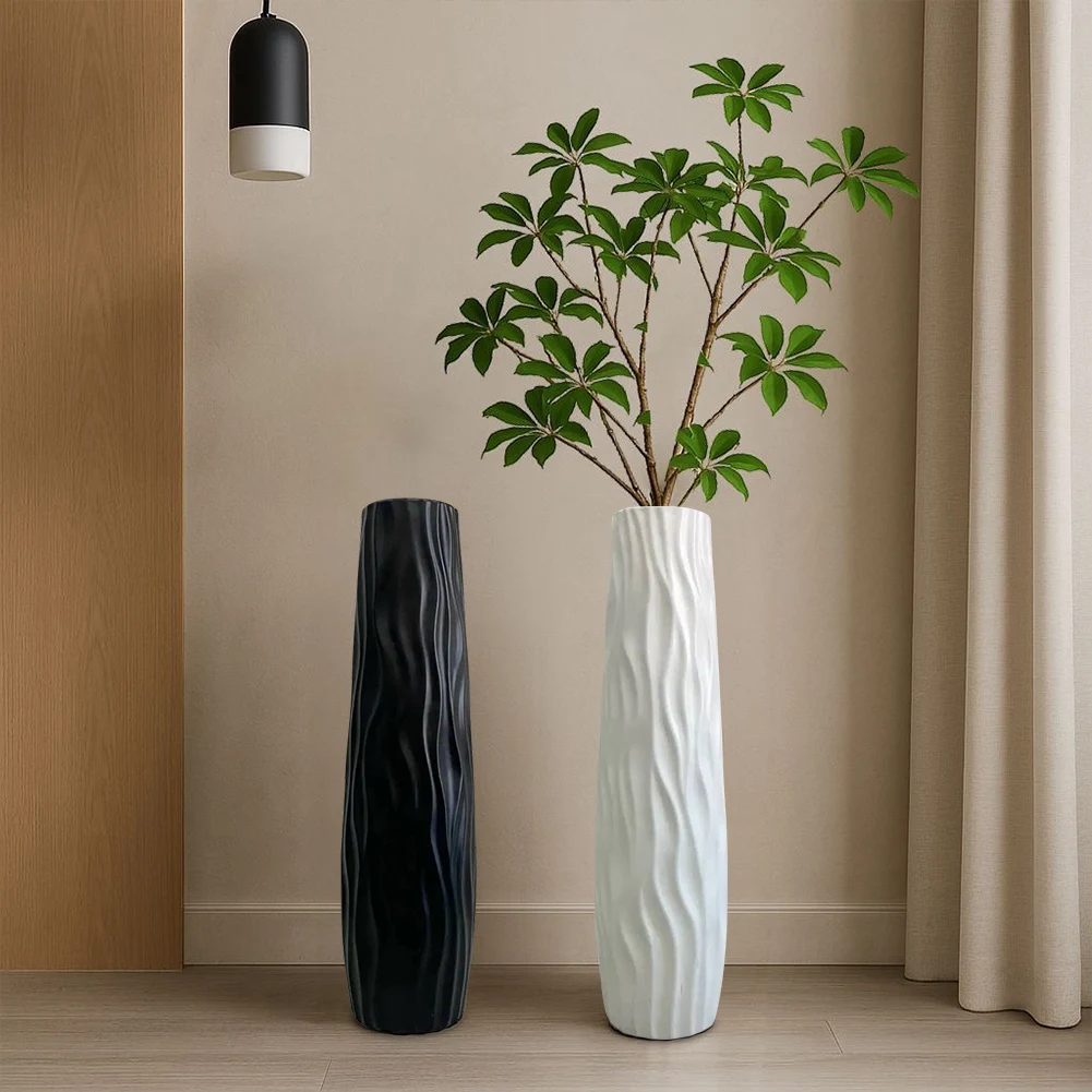 Large Floor Vase Textured Floor Standing Vase Exquisite Line Design Vase for Home Living Room
