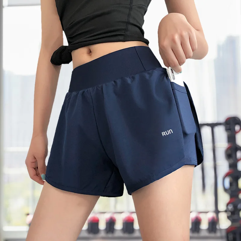 Sports Shorts Yoga Shorts Compression Shorts Women Leisure Sports Anti-exposure Fake Two-piece Slimming Sports Gym Nude Yoga Breathable Shorts