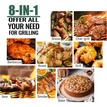 Wood Pellet Grill Smoker with PID 2.0 Controller, 700 Cooking Area, Meat Probes, Rain Cover for Outdoor BBQ, 7002C 4