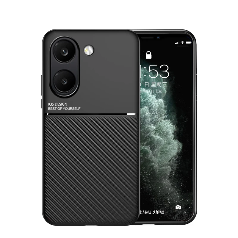 Minimalist Business Style PU Leather + TPU Non-Slip Texture Protective Back Cover