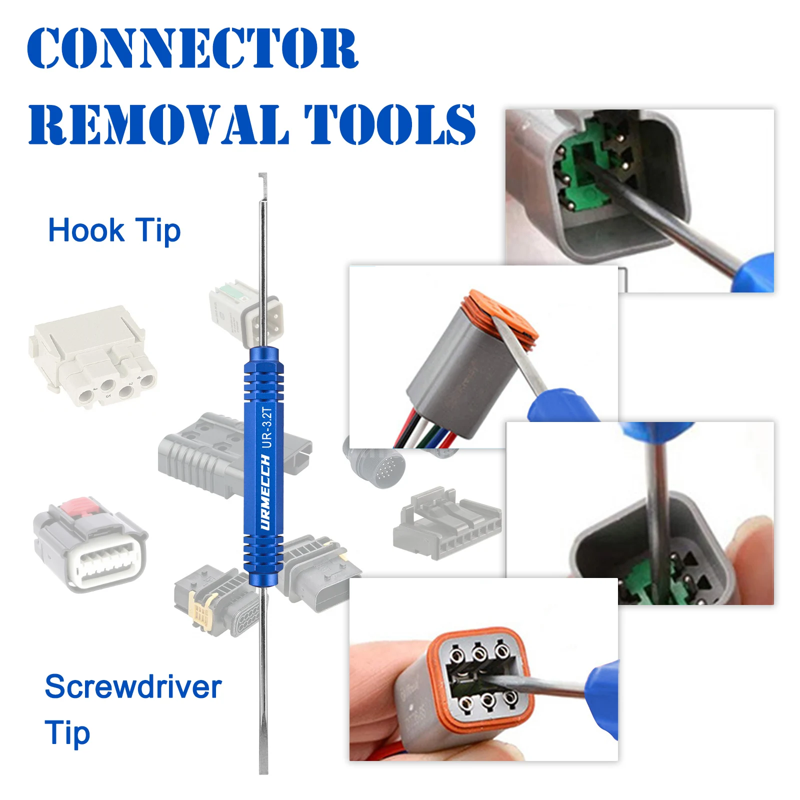 URMECCH UR-3.2T Terminal Pin Removal Tool Pin Socket Contact Wedgelock Remover for Deutsch DT DTM DTV DRB DRCP Strike Connectors car terminal tools