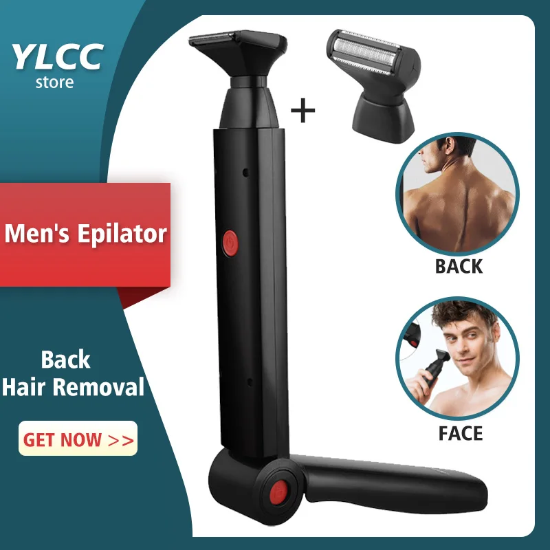 Electric Back Shaver 2 In 1 Facial Hair Trimmer Razor Rechargeable Foldable  Handle Back Hair Removal Men Body Groomer Shaving - Epilator - AliExpress