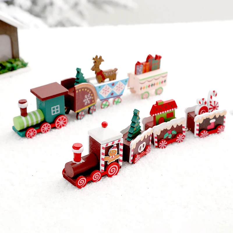Christmas Decoration Cute Wooden Train Cake Decoration Baking Topper Small Train Ornaments Christmas Dessert Cake Party Ornament - Image 3