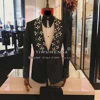 Luxury Jewelry Ornament Suit Men Single Breasted Prom Blazers Customized 2 Pieces Groom Wear Wedding Tuxedo trajes para hombre 1