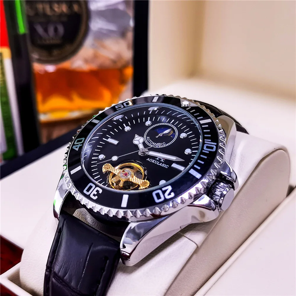 AOKULASIC Klassiek mechanisch herenhorloge met tourbillon, skelet, automatische herenhorloges, topmerk luxe leren band_voghion.com