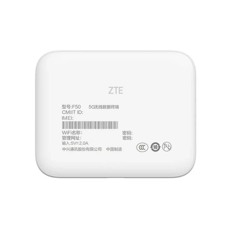 New Original ZTE UFi F50 5G Pocket MiFi 5G Sub-6 SA/NSA N1/5/8/28/41/78 4G Cat15 2.4G/5G Wifi(No battery）wifi router