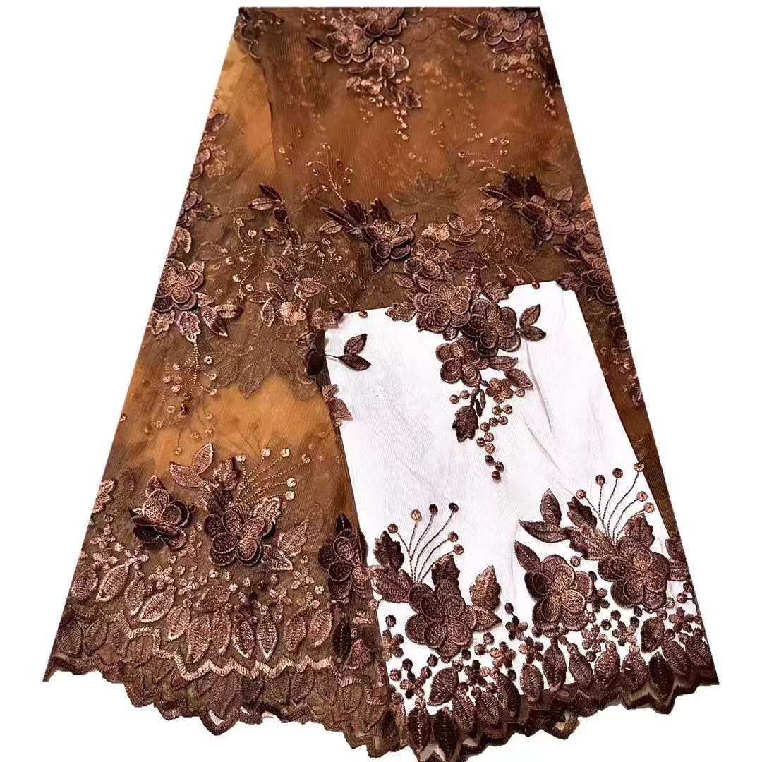 5Yards Latest Best Quality Delicate Very Soft 3D Embroidered Tulle lace Fabric For Wedding Evening Dress U_GE1838
