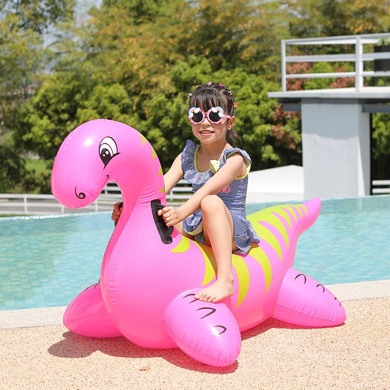 Inflatable Ride On Toys Red Dragon with Handles Pool Floating for Kids Summer Swimming Raft Fun Beach Pools Parties Decoration