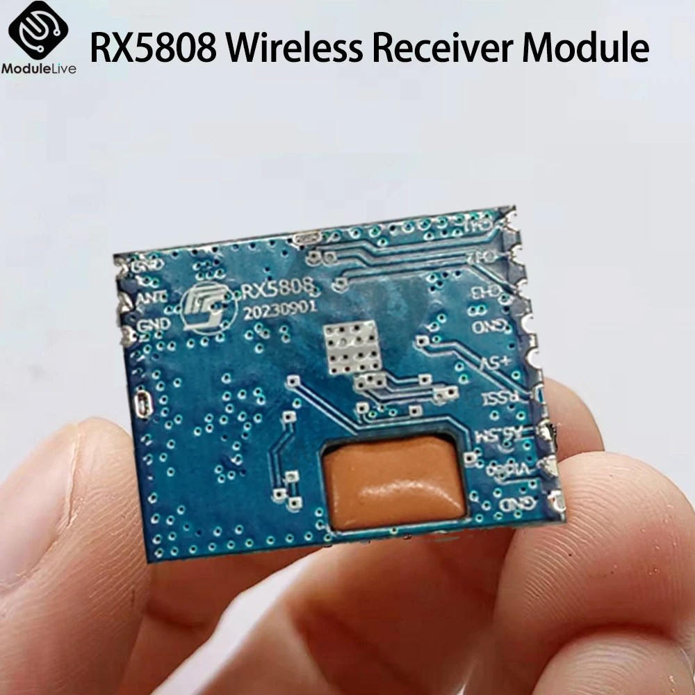 Vue de face du module récepteur RX5808 5.8G avec boutons et écran pour FPV