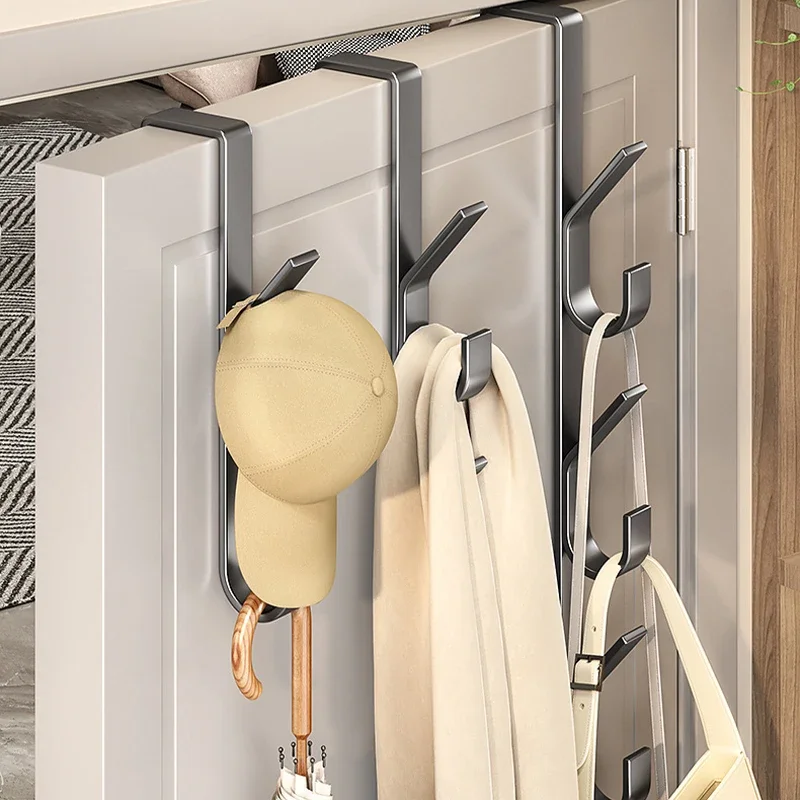 Behind The Door Hanger 3/5/7 Clothes Coat Hat Hooks for Bedroom Dormitory Home Carbon Steel Organizer Rack Storage Accessories