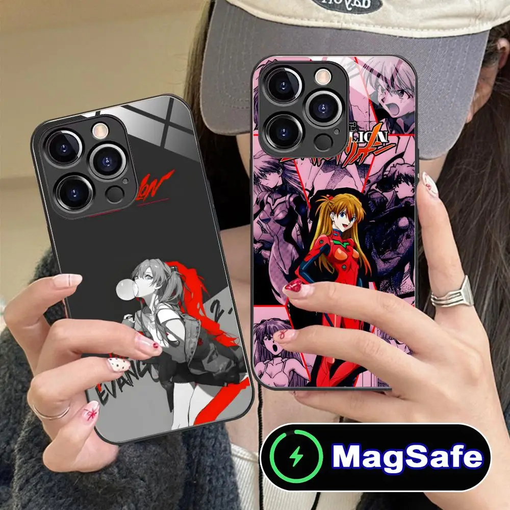 Luxurious Anime EV Asuka Colorful Glass Mobile Phone Case