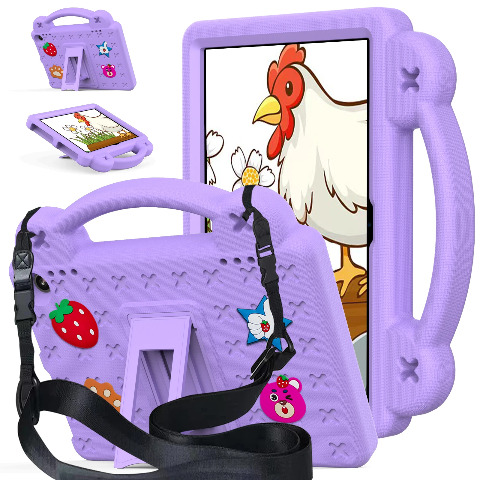 Cartoon EVA Tablet Case with Handle and Shoulder Strap