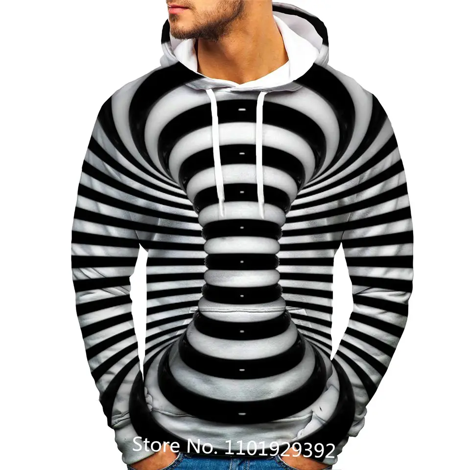 Sudadera Con Capucha Psicodélica Para Hombre - Diseño Trippy, Talla X-Large, Poliéster Y Elastano