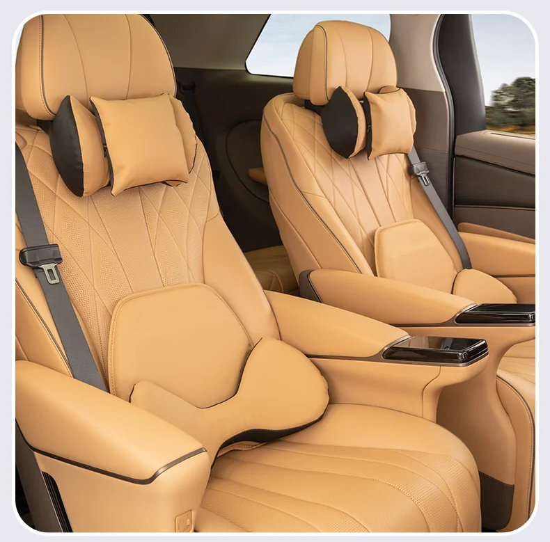 High quality car neck pillow headrest lumbar support leather material Comfort an